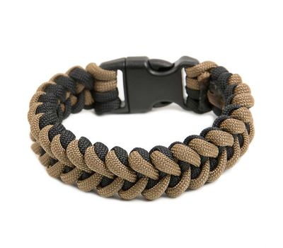 Браслет из паракорда, плетение "Пиранья" Черно-коричневый