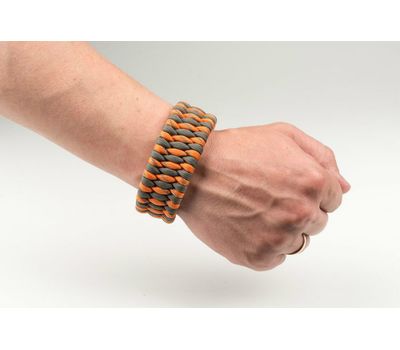 Браслет выживания, плетение "Трилобит" Серо-оранжевый