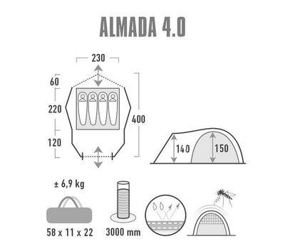 Палатка High Peak Almada 4 Nimbus Grey