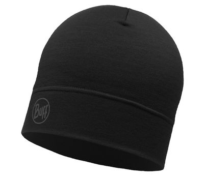 Шапка BUFF LIGHTWEIGHT MERINO WOOL HAT solid black
