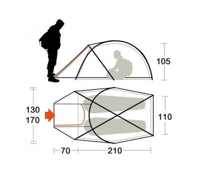 Палатка Ferrino Pilier 2 (8000) Orange/Black